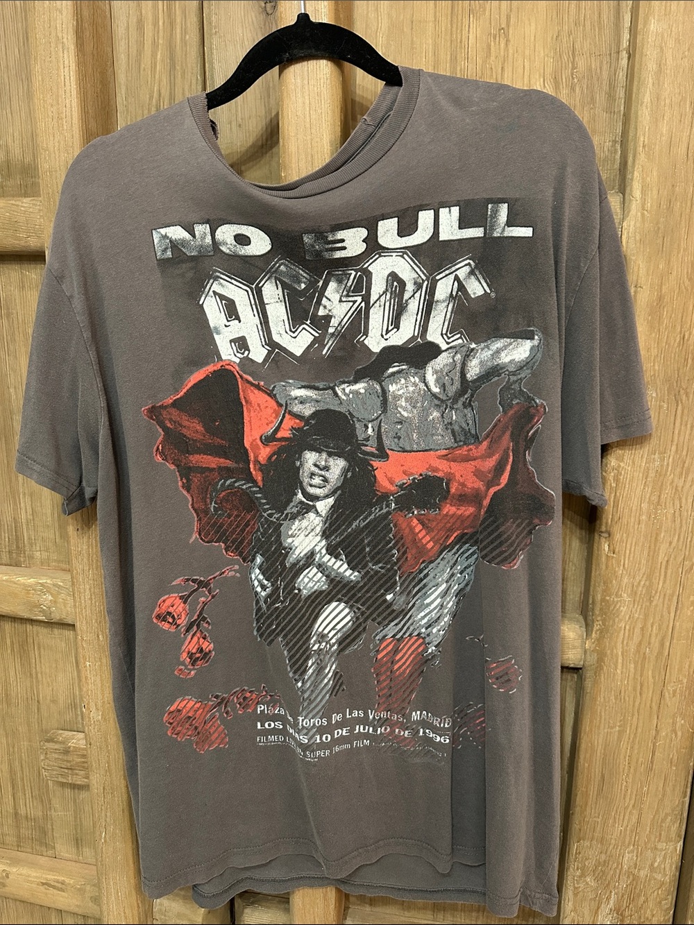 AC/DC No Bull Graphic Tee - Charcoal with Red Accents